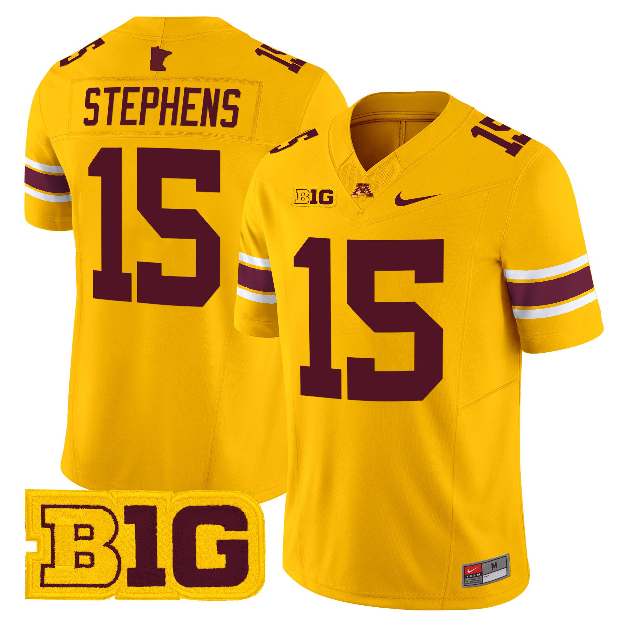 Men Minnesota Golden Gophers #15 Stephens Yellow Nike 2024 Vapor Limited NCAA Jersey style 1